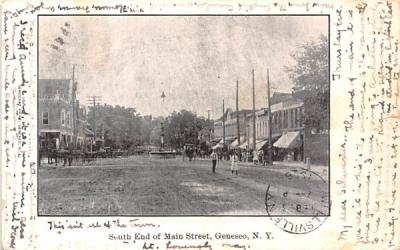 South End of Main Street Geneseo, New York Postcard