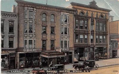 Carrollton Hotel & Masonic Building Geneva, New York Postcard