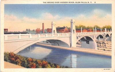 Bridge over Hudson River Glens Falls, New York Postcard