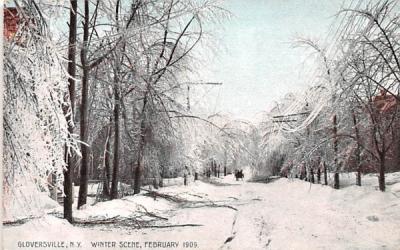 Winter Scene Gloversville, New York Postcard