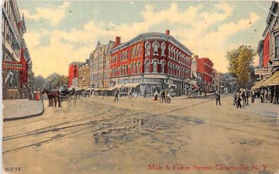 Main & Fulton Streets Gloversville, New York Postcard