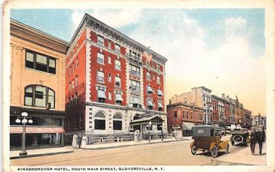 Kingsborough Hotel & South Main Street Gloversville, New York Postcard