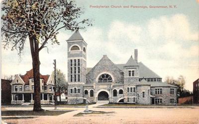 Presbyterian Church & Parsonage Gouverneur, New York Postcard