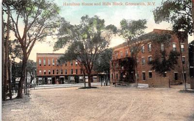 Hamilton House & Hills Block Greenwich, New York Postcard