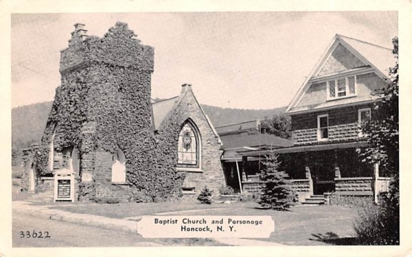 Baptist Church & Parsonage Hancock, New York Postcard
