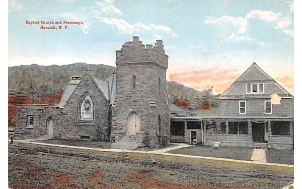 Baptist Church & Parsonage Hancock, New York Postcard
