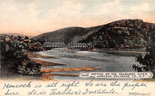 Rafting on the Delaware River Hancock, New York Postcard