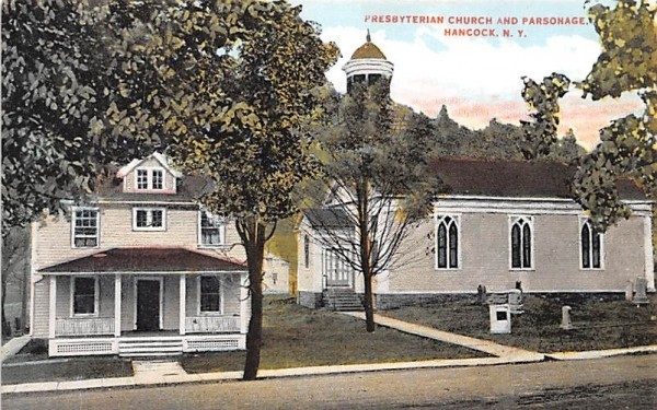 Presbyterian Church & Parsonage Hancock, New York Postcard