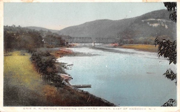 Erie RR Bridge Crossing Hancock, New York Postcard