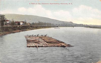 Raft on the Delaware Approaching Hancock, New York Postcard