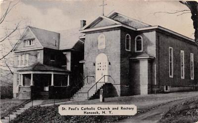 St Paul's Catholic Church & Rectory Hancock, New York Postcard
