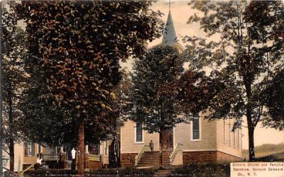Catholic Church & Parochial Residence Hancock, New York Postcard
