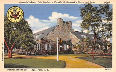 Memorial Library Path Hyde Park, New York Postcard