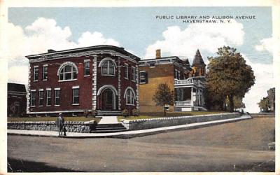Public Library & Allison Avenue Haverstraw, New York Postcard