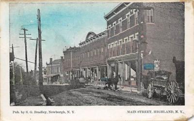 Main Street  Highland, New York Postcard
