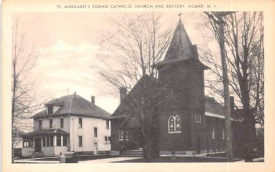 St Margaret's Roman Catholic Church & Rectory Homer, New York Postcard