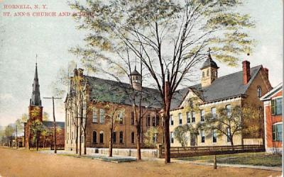 St Ann's Church & School Hornellsville, New York Postcard