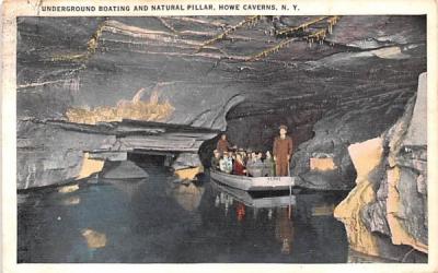 Underground Boating & Natural Pillar Howe Caverns, New York Postcard
