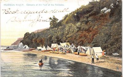 Campers at the Foot of the Palisades Hudson River, New York Postcard