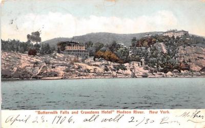 Buttermilk Falls & Cranstons Hotel Hudson River, New York Postcard