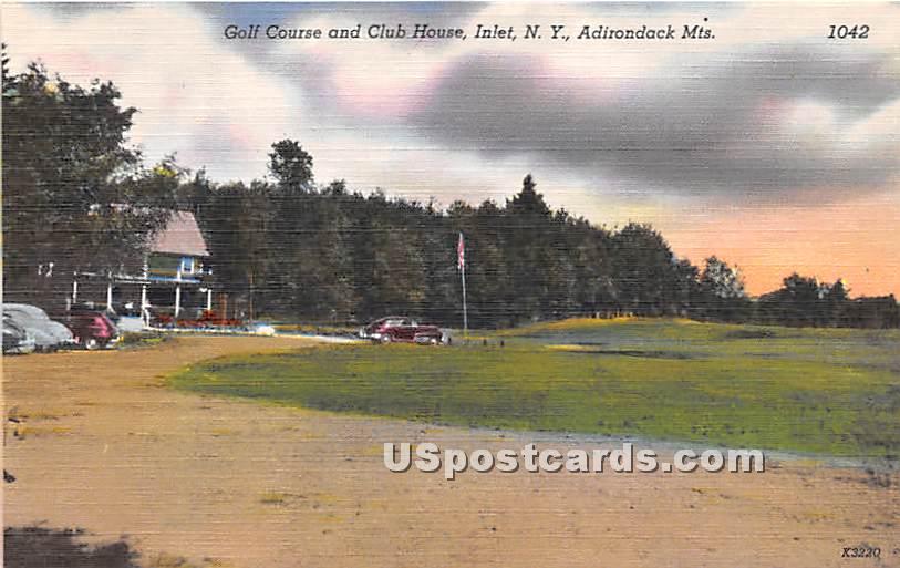 Golf Course & Club House - Inlet, New York NY Postcard