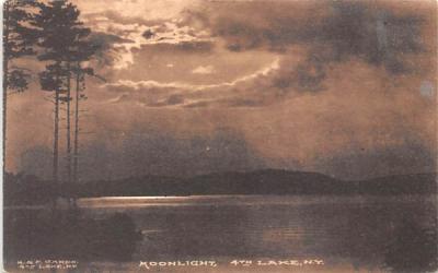 Moonlight on Fourth Lake Inlet, New York Postcard