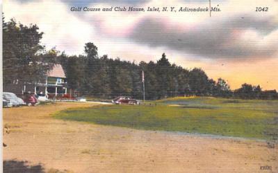 Golf Course & Club House Inlet, New York Postcard