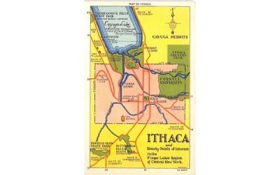 Ithaca Map New York Postcard
