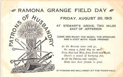 Ramona Grange Field Day Jefferson, New York Postcard