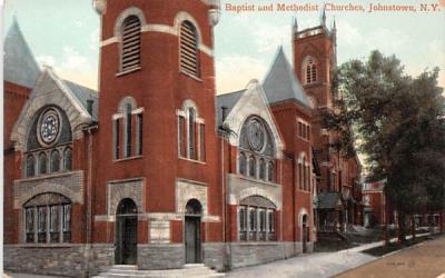 Baptist & Methodist Churches Johnstown, New York Postcard
