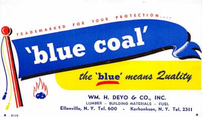 Blue Coal non postcard backing Kerhonkson, New York