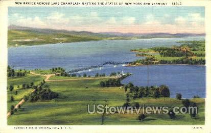 Bridge - Lake Champlain, New York NY Postcard
