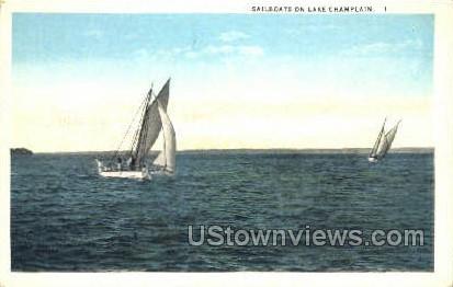 Sailboats - Lake Champlain, New York NY Postcard