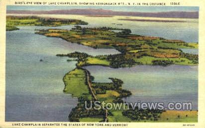 Adirondack Mtns. - Lake Champlain, New York NY Postcard