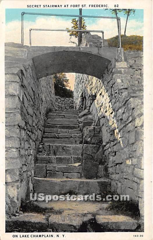 Secret Stairway, Fort St Frederic - Lake Champlain, New York NY Postcard