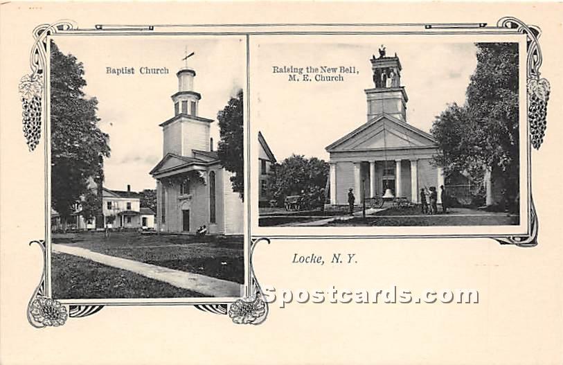 Baptist Church, New Bell, ME Church - Locke, New York NY Postcard