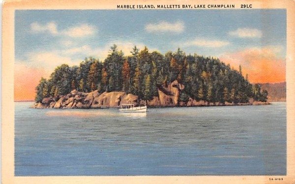 Marble Island Lake Champlain, New York Postcard