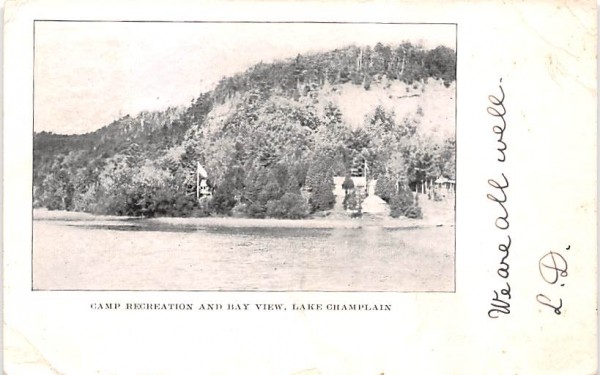Camp Recreation & Bay View Lake Champlain, New York Postcard