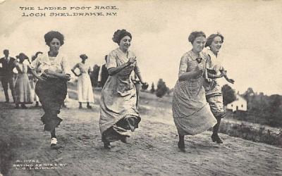 The Ladies Foot Race Loch Sheldrake, New York Postcard