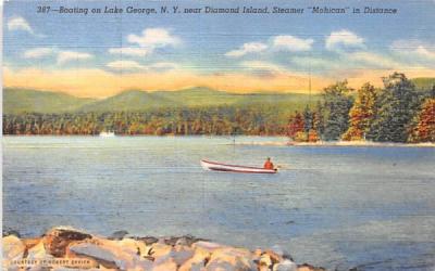 Boating Lake George, New York Postcard