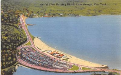 Aerial View Bathing Beach Lake George, New York Postcard