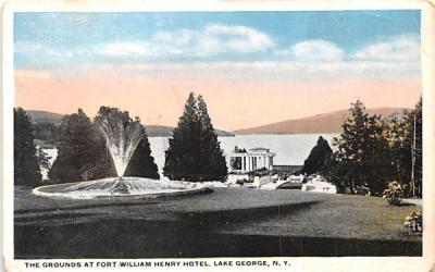 Grounds at Fort William Henry Hotel Lake George, New York Postcard