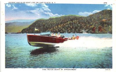 George & Bliss Boat Line Lake Placid, New York Postcard