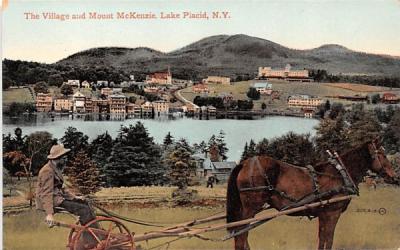 Village & Mount McKenzie Lake Placid, New York Postcard