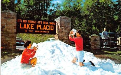 Snowballing Lake Placid, New York Postcard