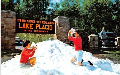 Snowballing Lake Placid, New York Postcard