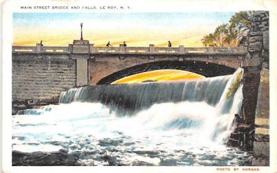 Main Street Bridge & Falls Le Roy, New York Postcard