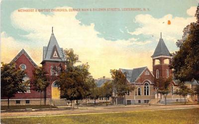 Methodist & Baptist Churches Lestershire, New York Postcard