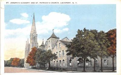 St Joseph's Academy & St Patrick's Church Lockport, New York Postcard