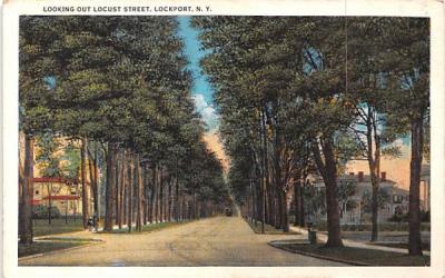 Looking out Locust Street Lockport, New York Postcard